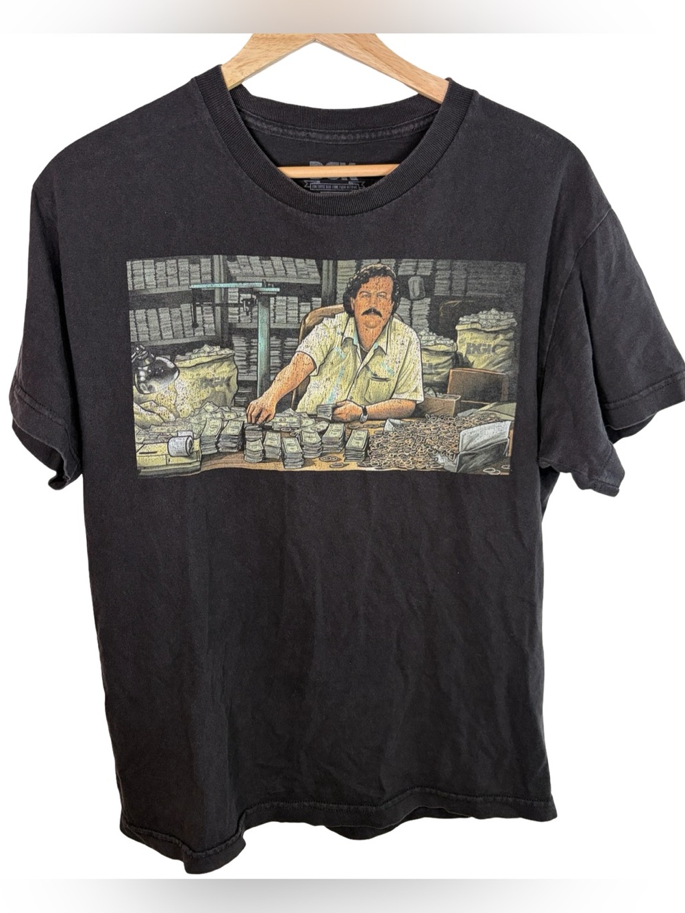 DGK black short sleeve t shirt featuring pablo escobar  medium
